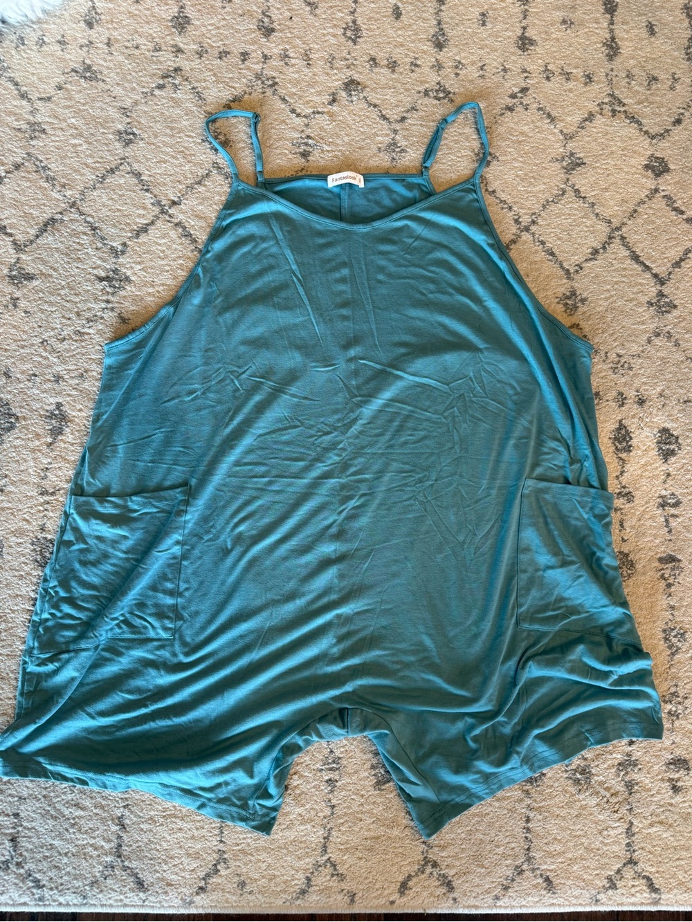Teal Sleeveless Romper with Pockets